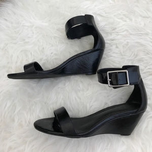 ISO Calvin Klein black ankle strap wedges 7 or 7.5